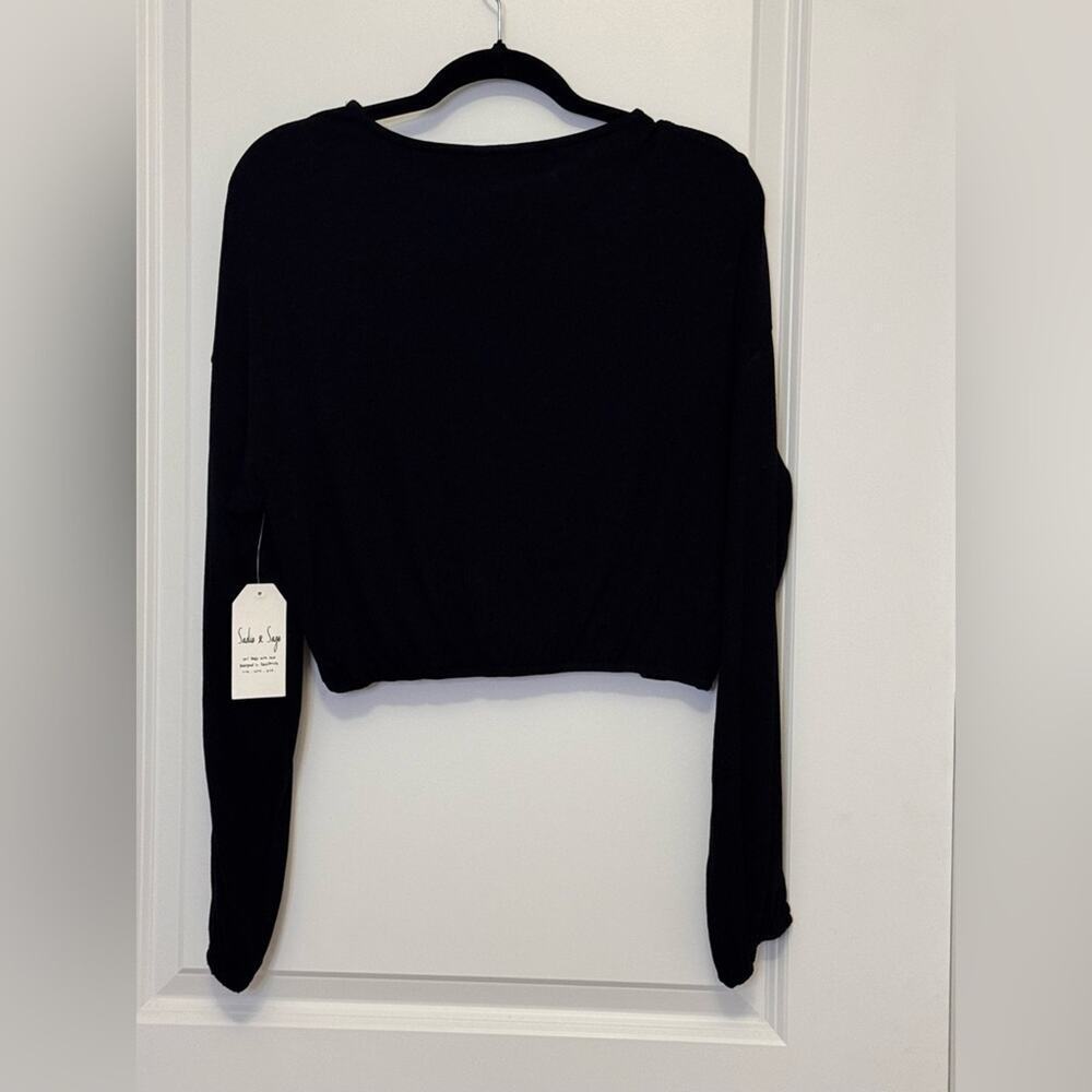 Sadie and Sage Black Long Sleeve Elastic Hem Women's Blouse - Picture 2 of 2
